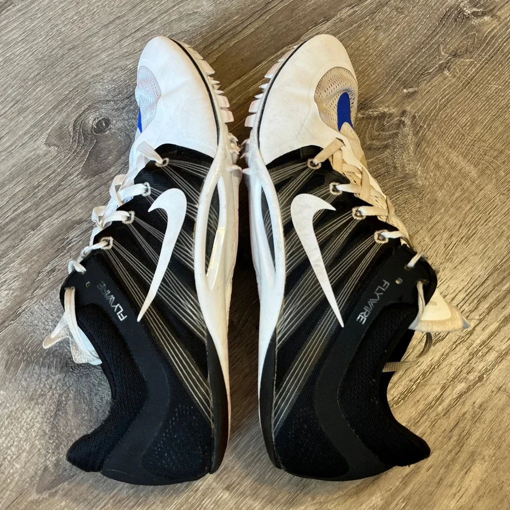 Nike Zoom Superfly R4 Mens 14 White Blue Sprint Spikes 705373-100 Track Shoe